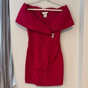 Vintage Gunne Sax 80s red off shoulder bodycon mini dress made in USA size 7/8
